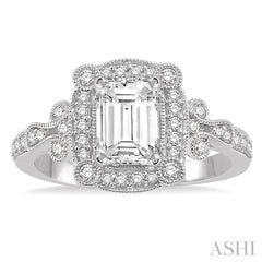 1/2 Ctw Lattice Semi-Mount Round Cut Diamond Engagement Ring in 14K White Gold