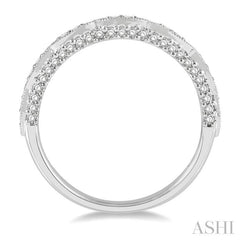 1/3 Ctw Marquise Lattice Round Cut Diamond Wedding Band in 14K White Gold