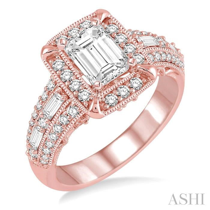 3/4 Ctw Diamond Semi-Mount Engagement Ring in 14K Rose Gold