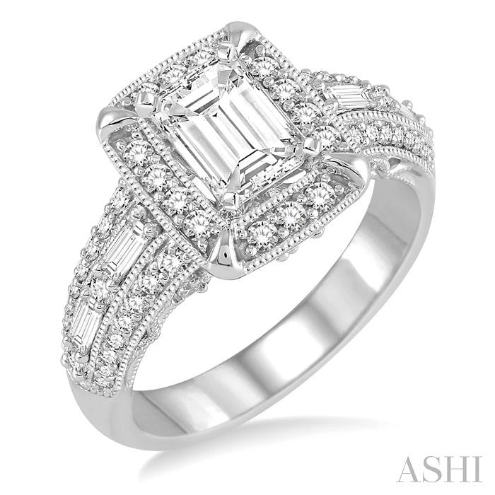 3/4 Ctw Diamond Semi-Mount Engagement Ring in 14K White Gold