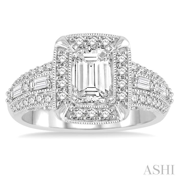 3/4 Ctw Diamond Semi-Mount Engagement Ring in 14K White Gold