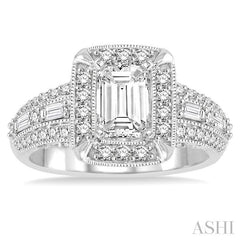 3/4 Ctw Diamond Semi-Mount Engagement Ring in 14K White Gold