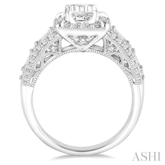 3/4 Ctw Diamond Semi-Mount Engagement Ring in 14K White Gold