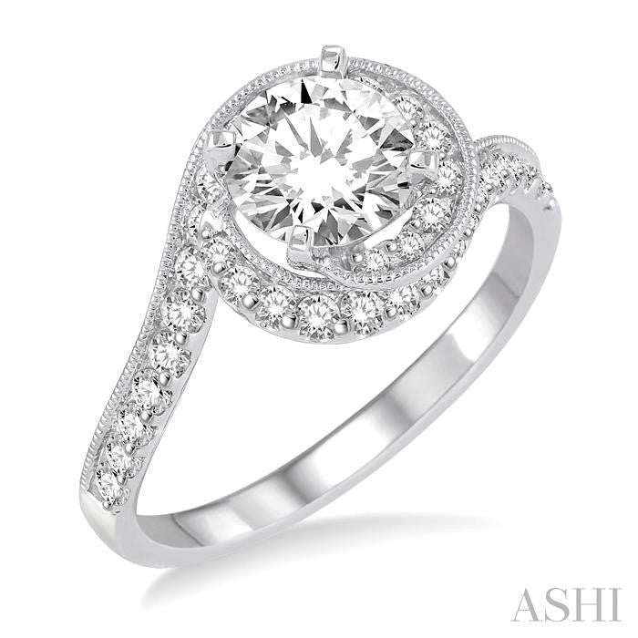1/2 Ctw Diamond Semi-Mount Engagement Ring in 14K White Gold