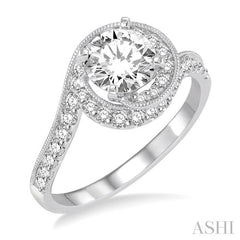 1/2 Ctw Diamond Semi-Mount Engagement Ring in 14K White Gold
