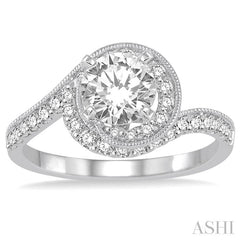1/2 Ctw Diamond Semi-Mount Engagement Ring in 14K White Gold
