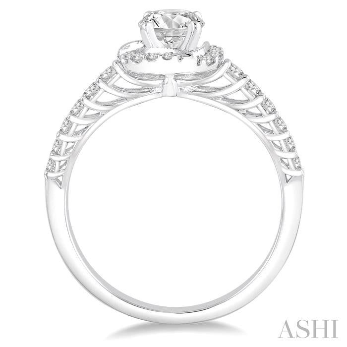 1/2 Ctw Diamond Engagement Ring with 1/5 Ct Round Cut Center Stone in 14K White Gold