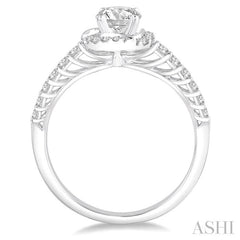 1/2 Ctw Diamond Engagement Ring with 1/5 Ct Round Cut Center Stone in 14K White Gold