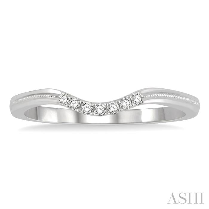 1/20 Ctw Arched Center Round Cut Diamond Wedding Band in 14K White Gold