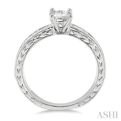 3/4 Ctw Diamond Engagement Ring with 3/8 Ct Princess Cut Center Stone in 14K White Gold