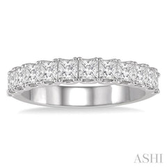 1 1/5 Ctw Princess Cut Diamond Matching Wedding Band in 14K White Gold