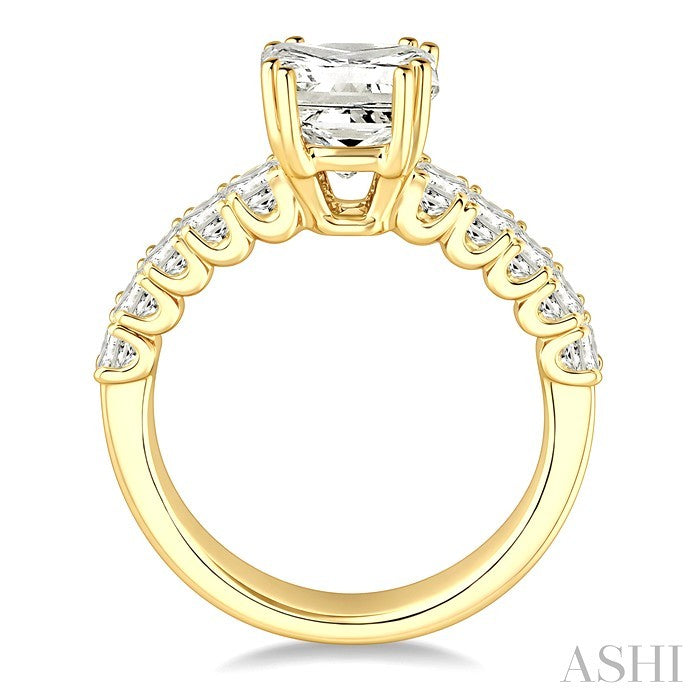 1 Ctw Princess Cut Diamond Semi-Mount Engagement Ring in 14K Yellow Gold