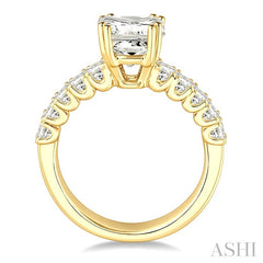 1 Ctw Princess Cut Diamond Semi-Mount Engagement Ring in 14K Yellow Gold