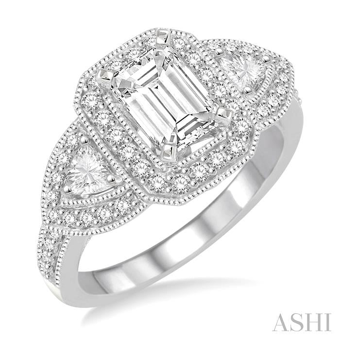 5/8 Ctw Diamond Semi-Mount Engagement Ring in 14K White Gold