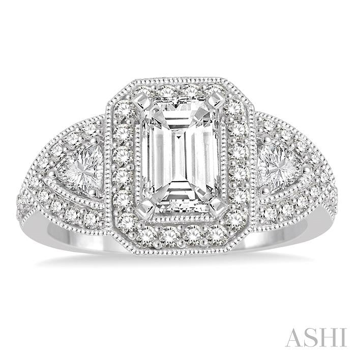 5/8 Ctw Diamond Semi-Mount Engagement Ring in 14K White Gold