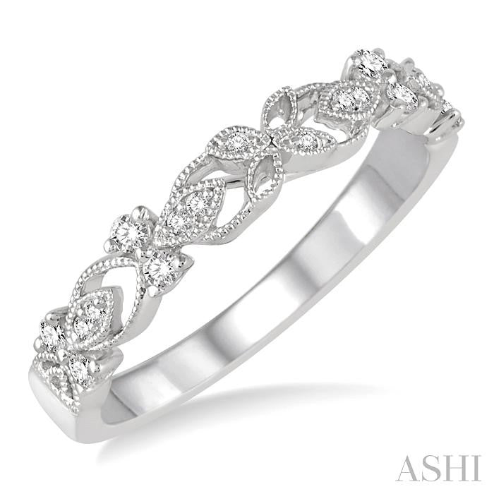 1/6 Ctw Round Cut Diamond Wedding Band in 14K White Gold