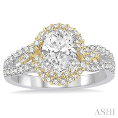3/4 Ctw Round Cut Diamond Semi-Mount Engagement Ring in 14K White and Yellow Gold