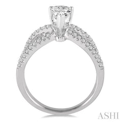 1/3 Ctw Entwined Pear Shape Semi-Mount Diamond Engagement Ring in 14K White Gold