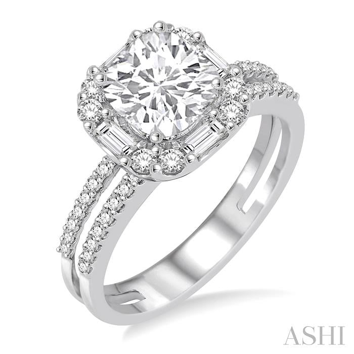5/8 Ctw Diamond Semi-Mount Engagement Ring in 14K White Gold