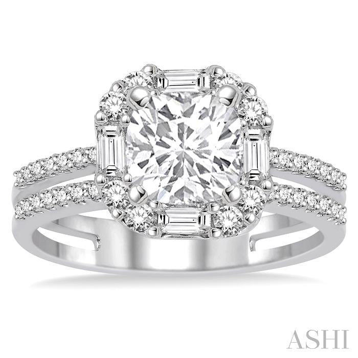 5/8 Ctw Diamond Semi-Mount Engagement Ring in 14K White Gold