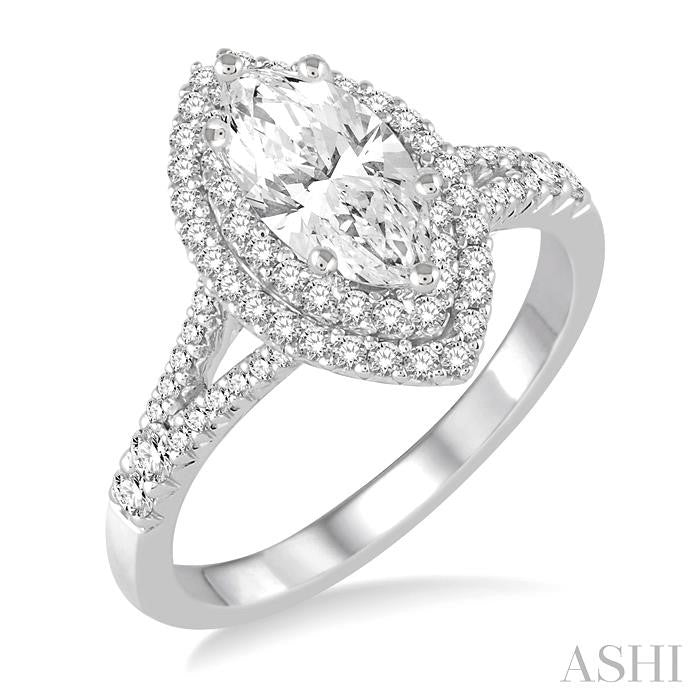 1/2 Ctw Diamond Semi-Mount Engagement Ring in 14K White Gold