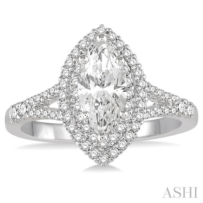 1/2 Ctw Diamond Semi-Mount Engagement Ring in 14K White Gold