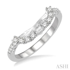 1/3 Ctw Wide Curve Baguette and Round Cut Diamond Wedding Band in 14K White Gold