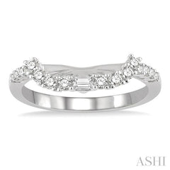 1/3 Ctw Wide Curve Baguette and Round Cut Diamond Wedding Band in 14K White Gold