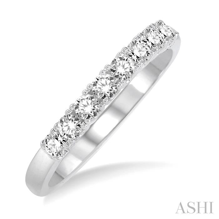 3/8 Ctw Round Cut Diamond Wedding Band in 14K White Gold