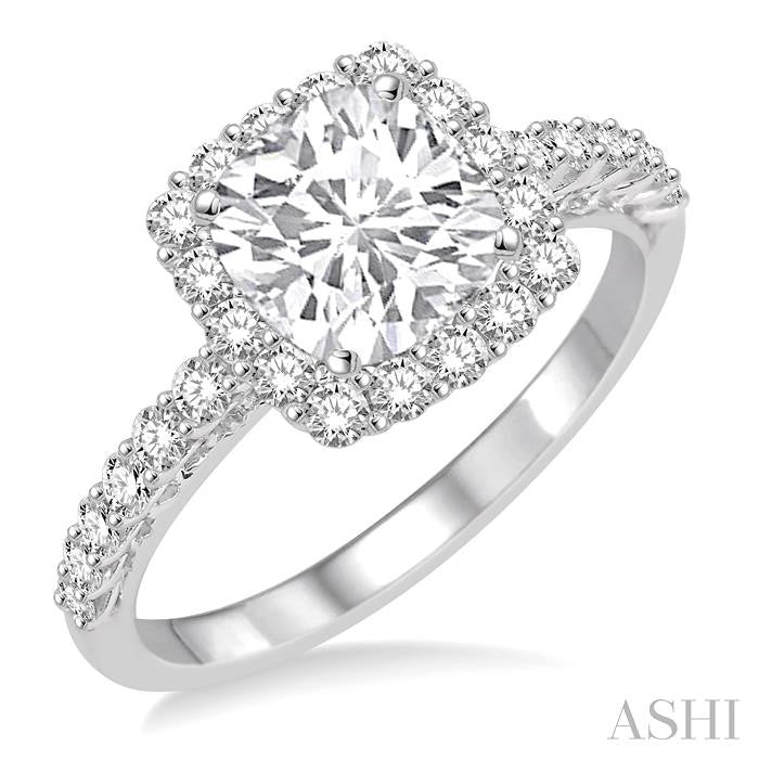 5/8 Ctw Diamond Semi-Mount Engagement Ring in 14K White Gold