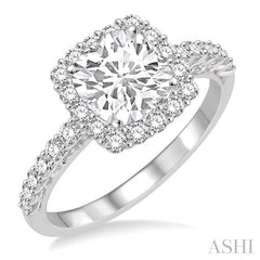 5/8 Ctw Diamond Semi-Mount Engagement Ring in 14K White Gold