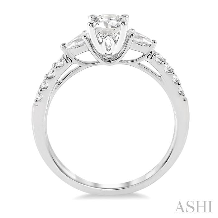 3/8 Ctw Circular Shape Pear & Round Cut Diamond Semi-Mount Engagement Ring in 14K White Gold