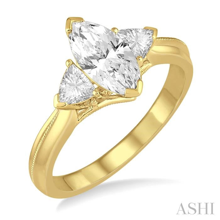 1/3 Ctw Diamond Semi-Mount Engagement Ring in 14K Yellow Gold