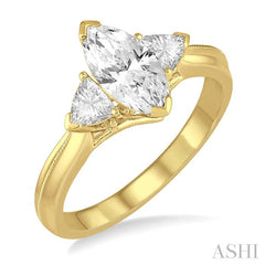 1/3 Ctw Diamond Semi-Mount Engagement Ring in 14K Yellow Gold