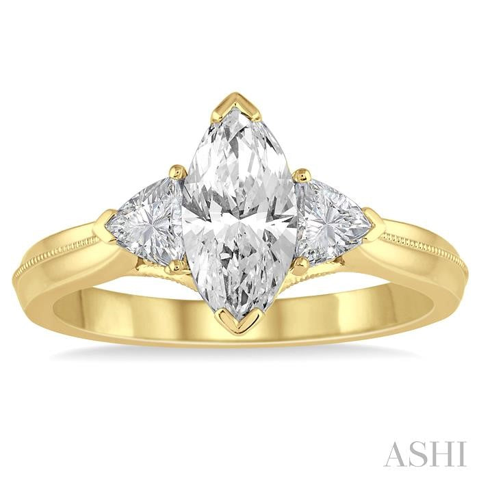 1/3 Ctw Diamond Semi-Mount Engagement Ring in 14K Yellow Gold
