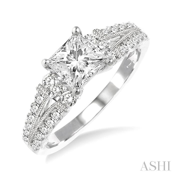 1/2 Ctw Diamond Semi-Mount Engagement Ring in 14K White Gold