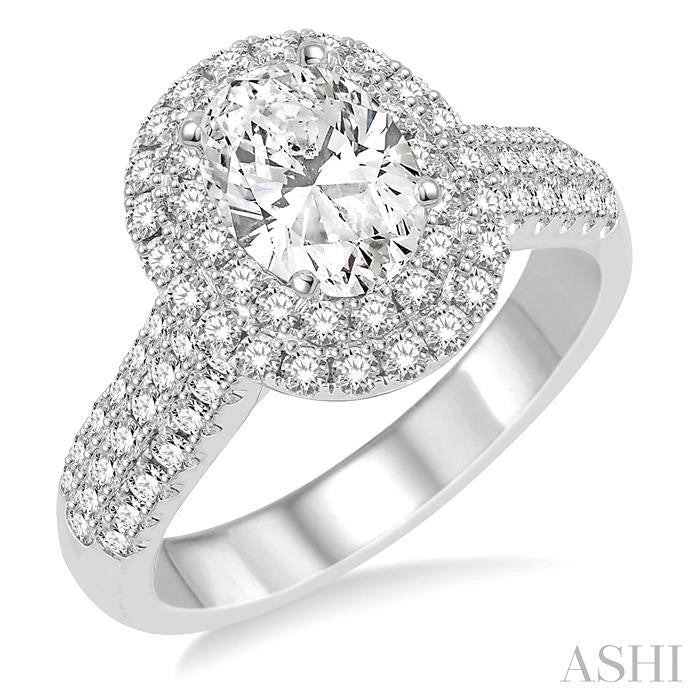 7/8 Ctw Diamond Semi-Mount Engagement Ring in 14K White Gold