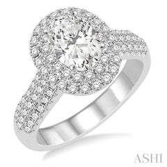 7/8 Ctw Diamond Semi-Mount Engagement Ring in 14K White Gold