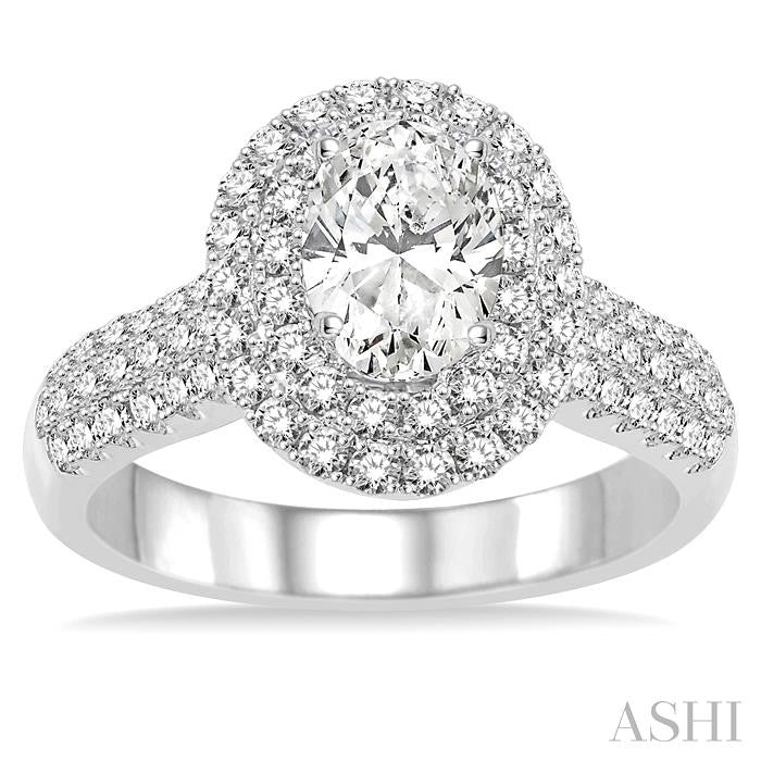 7/8 Ctw Diamond Semi-Mount Engagement Ring in 14K White Gold
