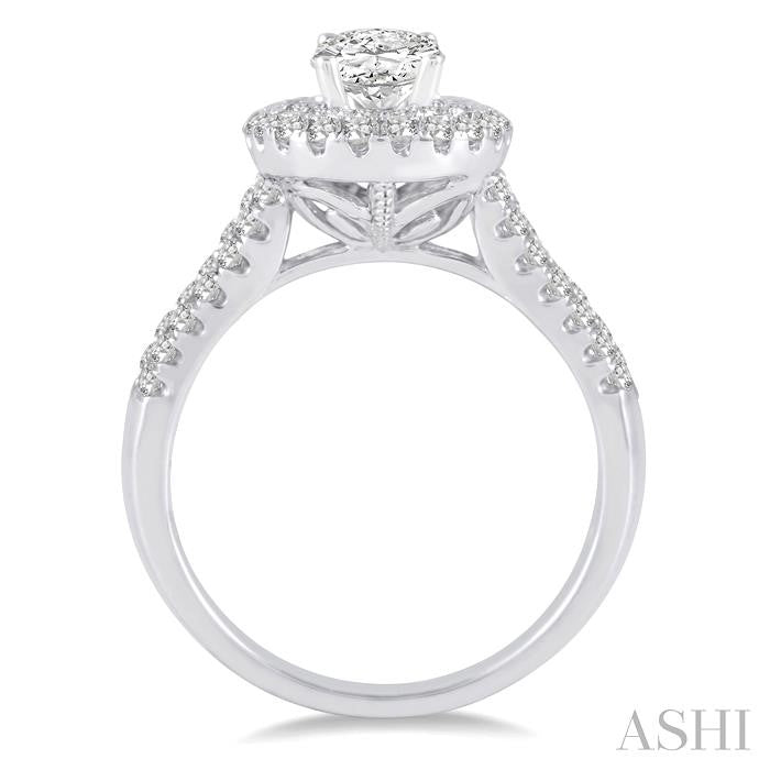 7/8 Ctw Diamond Semi-Mount Engagement Ring in 14K White Gold