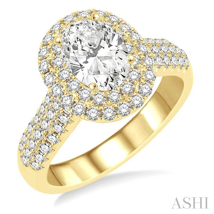7/8 Ctw Diamond Semi-Mount Engagement Ring in 14K Yellow Gold