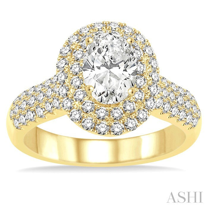 7/8 Ctw Diamond Semi-Mount Engagement Ring in 14K Yellow Gold