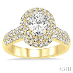 7/8 Ctw Diamond Semi-Mount Engagement Ring in 14K Yellow Gold
