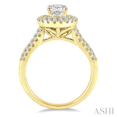 7/8 Ctw Diamond Semi-Mount Engagement Ring in 14K Yellow Gold