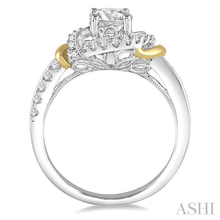 3/8 Ctw Round Diamond Semi-Mount Engagement Ring in 14K White and Yellow Gold