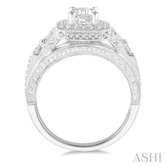 5/8 Ctw Octagonal Shape Semi-Mount Diamond Engagement Ring in 14K White Gold