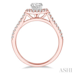 3/4 Ctw Diamond Ladies Engagement Ring with 1/2 Ct Round Cut Center Stone in 14K Rose and White Gold
