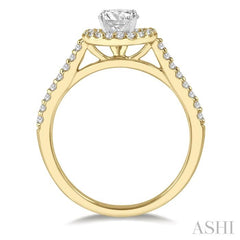 3/4 Ctw Diamond Ladies Engagement Ring with 1/2 Ct Round Cut Center Stone in 14K Yellow and White Gold