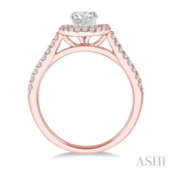 3/8 Ctw Diamond Ladies Engagement Ring with 1/4 Ct Round Cut Center Stone in 14K Rose and White Gold
