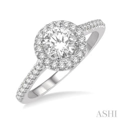 1/3 Ctw Round Cut Diamond Semi-Mount Engagement Ring in 14K White Gold